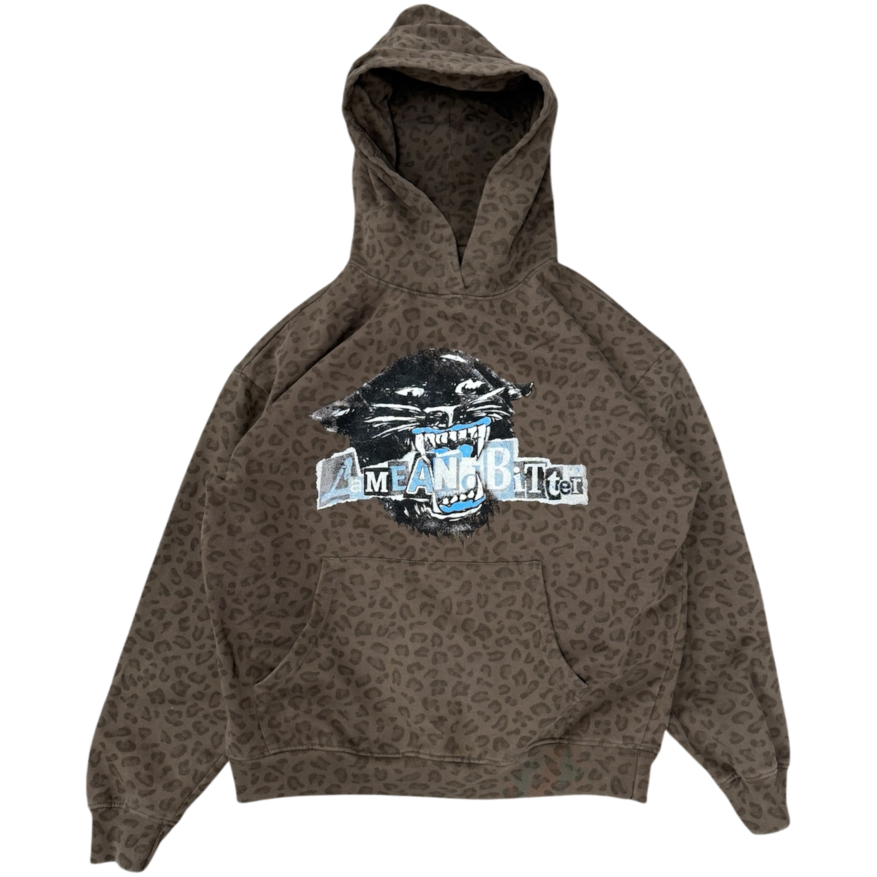 Brown Leopard Hoodie (Baby Blue)